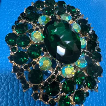 큰 브로치 그린 컬러 스톤 브로치 앤티크 테이스트 스톤