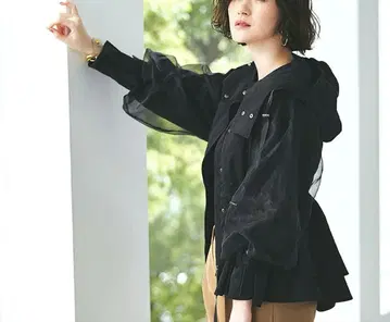 루일 에 부티크 오간자 슬리브 마운틴 후드티 블랙 S