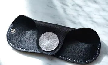 가죽 안경 케이스 블랙 고양이 귀 안경 케이스