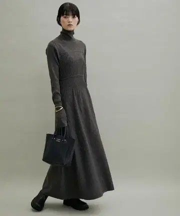 ADAM ET ROPE' 22AW MIX 패턴 니트 원피스 그레이