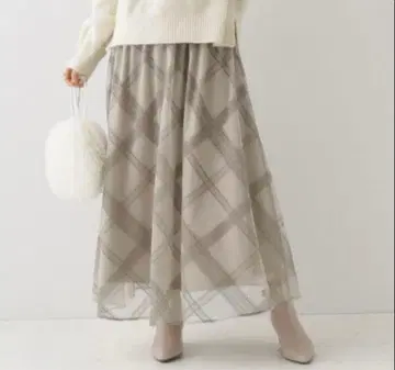 쿠튀르 브로치 플로키 체크 샤샤 스커트