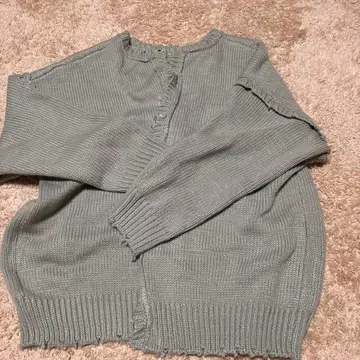 [새상품급] 카키 연한 녹색의 긴팔 가디건 소매 탈부착 가능