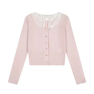 Not your rose 핑크 긴팔 크롭 가디건