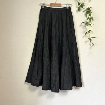 고품질! 레이 카즈인 블랙 롱 플레어 스커트 [ F ] 데님 원단