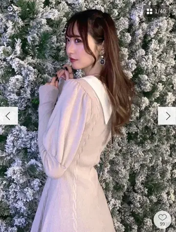 EATME 마톤 슬리브 니트 원피스 그레이