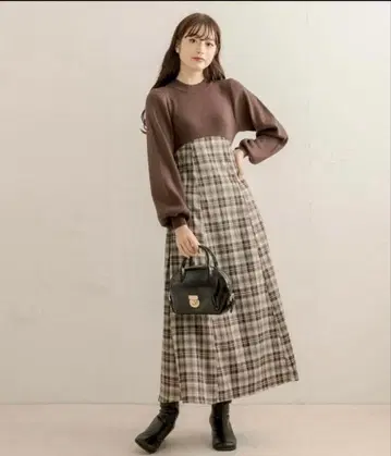 니트 도킹 원피스 OLIVE des OLIVE 브라운