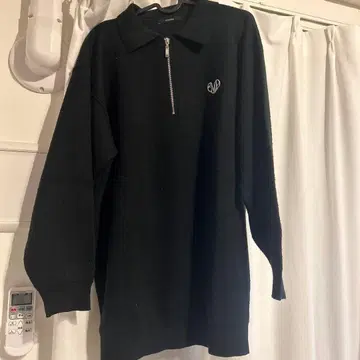 집업 블랙 니트 폴로 칼라