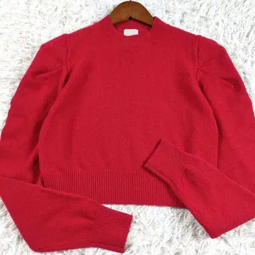 새상품급 최근 Cygne 볼륨 니트 풀오버 티셔츠 리브 니트 빨간색