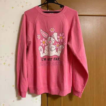 구제 의류 토끼 프린트 핑크 맨투맨