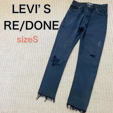 사이즈 S 리바이스 리던 블랙 데님 리메이크 컷오프 데미지