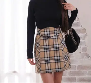 립 서비스 허리 코르셋 체크 미니 스커트