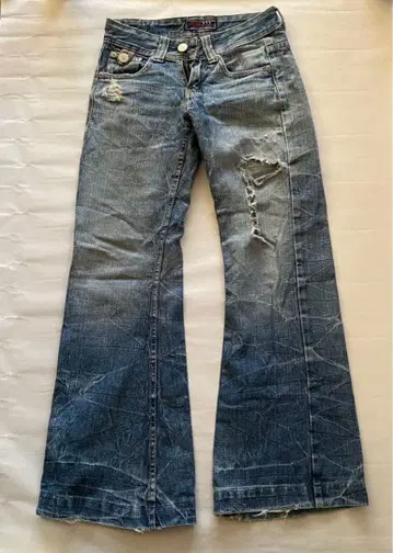 여성용 로우라이즈 데미지 플레어 청바지