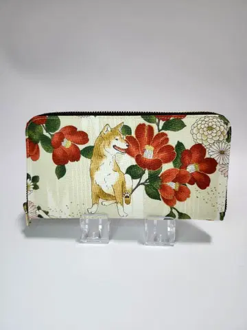 시바견과 모란 라운드 지퍼 장지갑 25110501