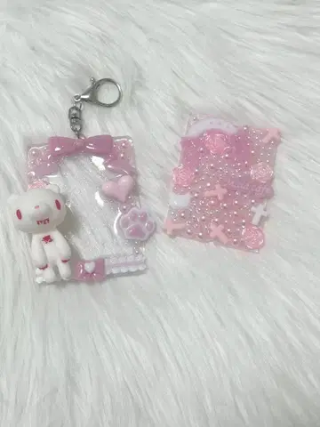 메이드 카페풍 양산형 트레이딩 카드 키링