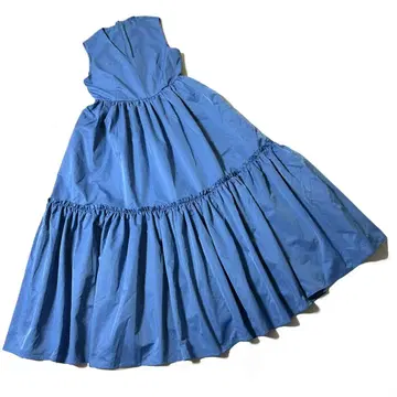 [새상품급] 벌스데이 바쉬 슬리브리스 티어드 원피스 V넥 블루