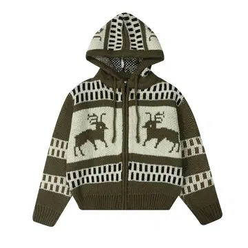 Theopen Product 루돌프 무늬 후드 부착 니트 스웨터