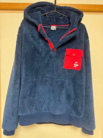 네이비 플리스 자켓 후드 부착