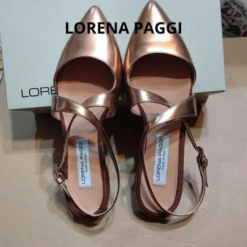 새상품 LORENA PAGGI 메탈릭 플랫 펌프스 38 size