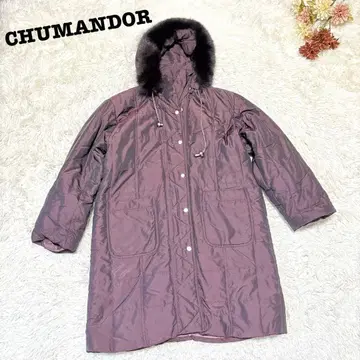 s.2051 [슈만돌] 후드 부착 롱 코트 다운풍 퍼플