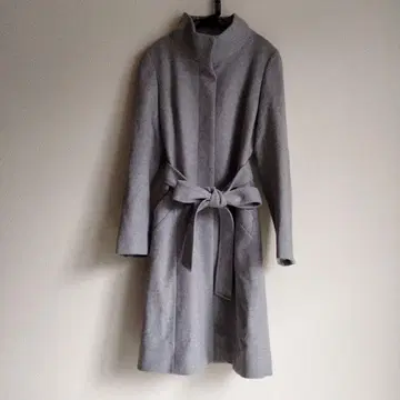 새상품급 INDIVI 롱 코트 캐시미어 혼방 그레이 스탠드 카라 40