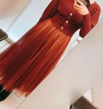 SNIDEL 볼드 도트 원피스 셋업