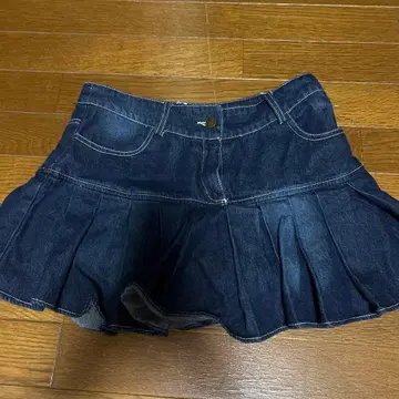 데님 플리츠 스커트 미니 스커트