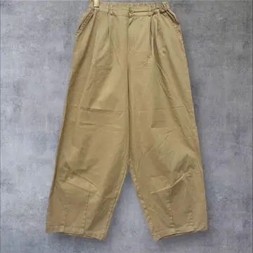 와이드 팬츠 캐주얼 벌룬 팬츠 허리밴딩 베이지 M~L