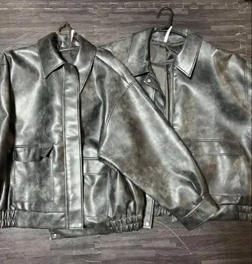 다크 그레이 가죽 자켓 3L와 4L 2벌 세트 남녀 공용