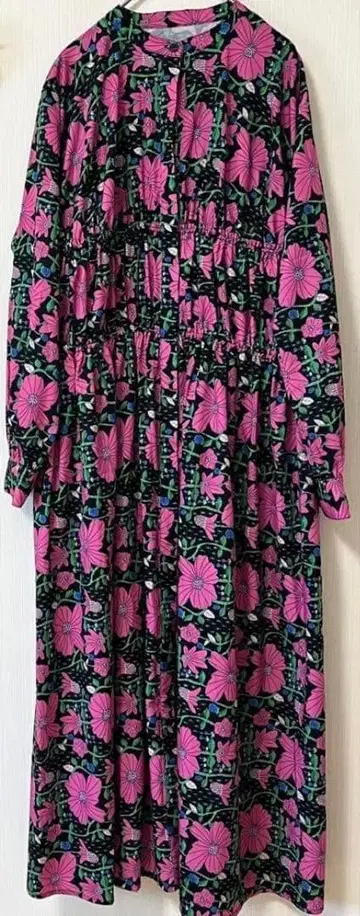 DOSDIOSAS 도스디오사스 꽃무늬 긴팔 개더 롱 원피스