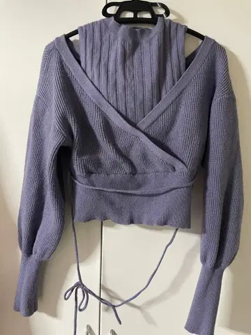 Lily Brown 오프숄더 니트 퍼플