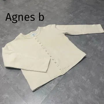 Agnes b 아네스베 스냅 가디건 화이트 면100% 속기모