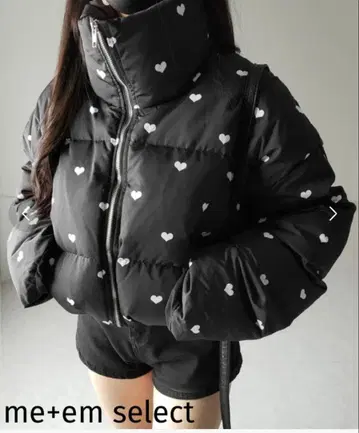 me+em select 스탠드 카라 하트 숏 다운 자켓 택 포함