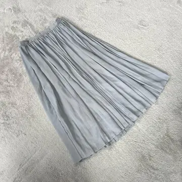 [ 로페피크닉 ] (38) 롱 플리츠 스커트 그레이 깔끔한 페미닌