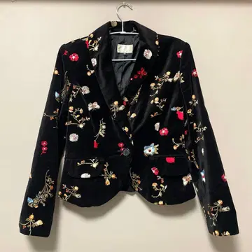 자수 벨벳 테일러드 자켓 M 사이즈 플로럴 벨로아