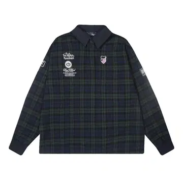 Badblood 다크 그린 체크 피케 셔츠