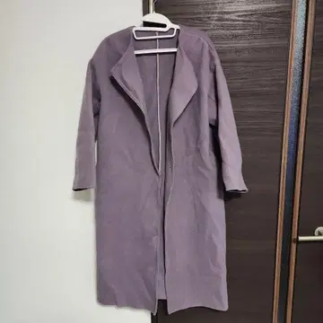 라운지 드레스 퍼플 플리스풍 롱 코트