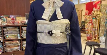 성인식 오비 장식 천 화이트 골드