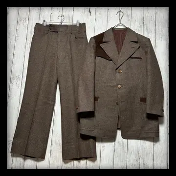 [ VINTAGE 트위드 셋업 수트 ] 절개 나무결 버튼 M 브라운 계열