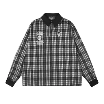 Badblood 체크 무늬 긴팔 피케 셔츠