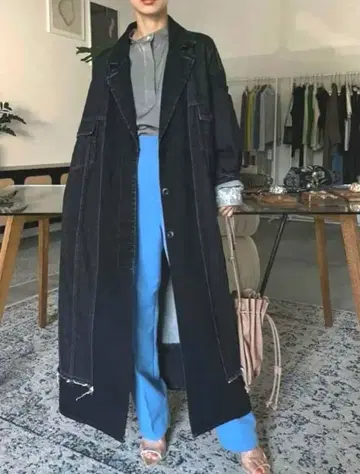 FAKE LAYERED DENIM LONG COAT ameri