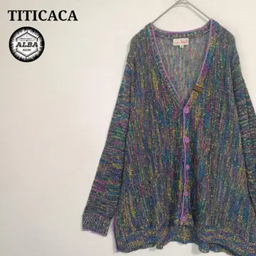 TITICACA 티티카카 가디건 니트 멀티 컬러 보라색 퍼플 M