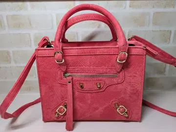 새상품급 Paul Mage 데님풍 핸드백 숄더백 2WAY 핑크