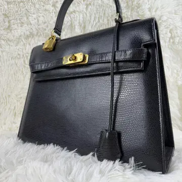 [ 새상품급 ] 핸드백 턴락 리자드 엠보 가죽 카데나 블랙