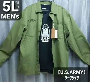[ U.S.ARMY ] 워크 셔츠 카키 남성용 5L 상당 밀리터리 자켓