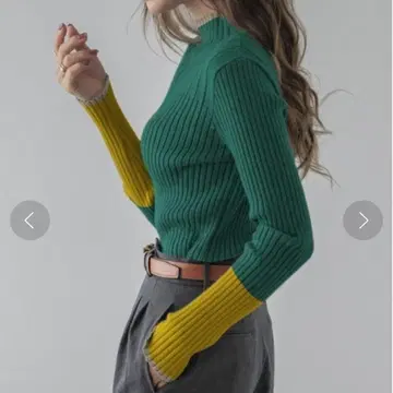 [ SUGAR BISKET ] 배색 니트탑 리브 니트 프리 가을