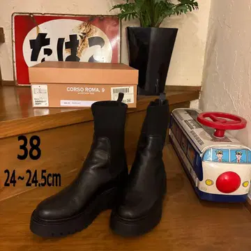 [ CORSO ROMA 9 ] 몰드 밑창 리브 니트 숏부츠 코르소 로마