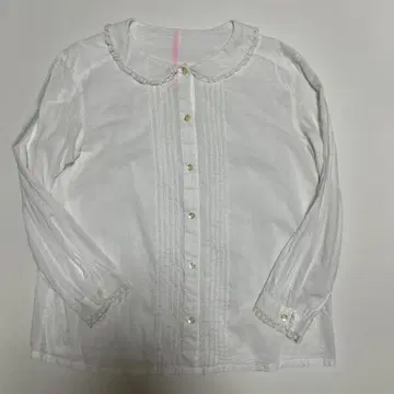 화이트 프릴 달린 옷깃 셔츠