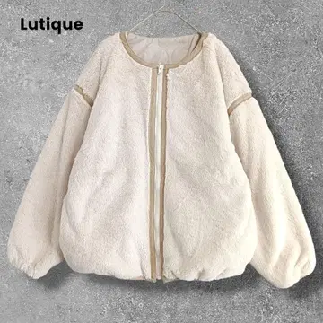 컨디션 최상 리버서블 퍼 블루종 퀼팅 아우터 노카라