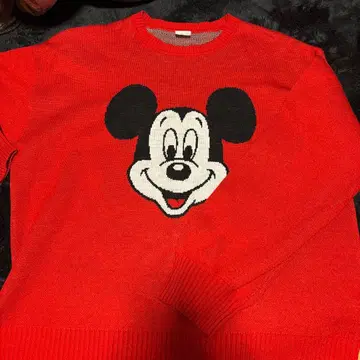 미키마우스 니트 스웨터 긴팔 오렌지