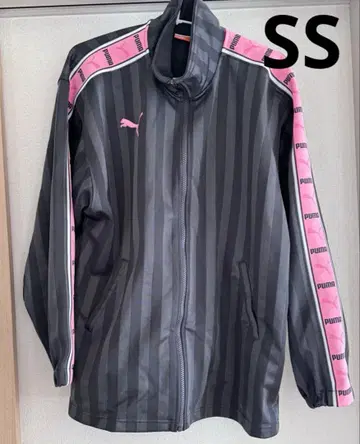 미사용 푸마 PUMA SS 사이즈 스트라이프 저지 그레이 핑크